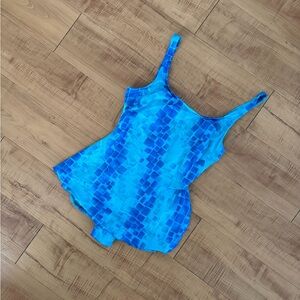 Vintage One Piece Shortie Swimsuit with Skirt Overlay